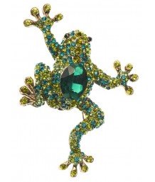 Green Gem Gecko Crystal Hairclip and Brooch